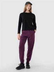 4F Spodnie dresowe joggery damskie - fioletowe XXL. Fioletowe spodnie dresowe 4f, bez wzorów, z bawełny, sportowe. W wyprzedaży za 79.99 zł.