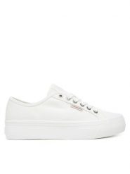 Calvin Klein Jeans Tenisówki Vulc Flatform Ctn Logo Tag YW0YW01838 Biały. Białe trampki Calvin Klein Jeans, bez wzorów, z jeansu, bez zapięcia. Za 349.99 zł.