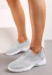 Szare Wsuwane Buty Sportowe z Elastyczną Cholewką Delillahe. Szare buty sportowe lifestyle Born2be, bez wzorów, z materiału, sportowe, bez zapięcia. W wyprzedaży za 43.99 zł.