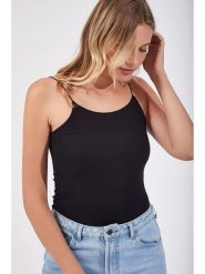 Happiness Istanbul Top w kolorze czarnym rozmiar: 40. Czarne topy Happiness Istanbul, bez wzorów, bez kołnierzyka, bez ramiączek. Za 52.99 zł.