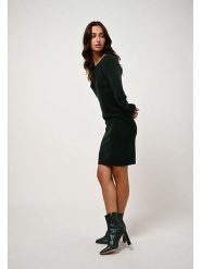 AUTHENTIC CASHMERE Kaszmirowa sukienka "Armet" w kolorze ciemnozielonym rozmiar: XXL. Zielone sukienki AUTHENTIC CASHMERE, xxl, bez wzorów, z kaszmiru, bez kołnierzyka, bez ramiączek, mini. Za 413.99 zł.