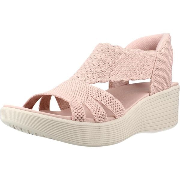 Sandały SKECHERS 120012S Rose. Czerwone sandały Skechers, bez wzorów, z tkaniny, bez obcasa, bez zapięcia. Za 278.99 zł.