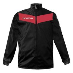 Wodoodporna kurtka z siatką Givova. Czarne kurtki Givova, bez wzorów, z nylonu, bez kaptura. Za 83.01 zł.