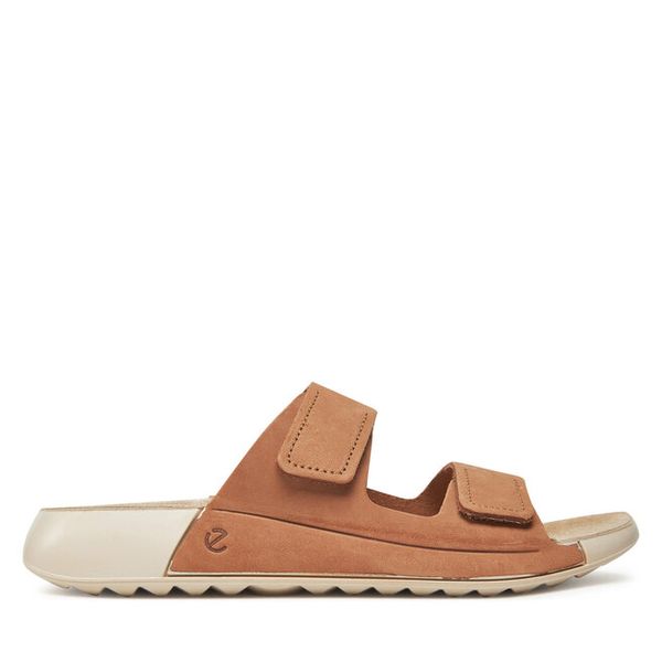 Klapki ECCO. Brązowe klapki ECCO, bez wzorów, bez obcasa, bez zapięcia. Za 499.99 zł.