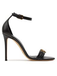 Elisabetta Franchi Sandały SA-06L-46E2-V500 Czarny. Czarne sandały Elisabetta Franchi, bez wzorów, ze skóry, bez obcasa, na szpilce, bez zapięcia. Za 1,899.00 zł.
