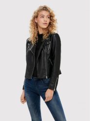 ONLY Kurtka z imitacji skóry Gemma 15153079 Czarny Regular Fit. Czarne kurtki ONLY, bez wzorów, ze skóry, bez kaptura. Za 229.00 zł.
