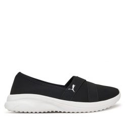 Półbuty Puma. Czarne półbuty wsuwane Puma, bez wzorów, bez obcasa, na płaskiej podeszwie. Za 179.99 zł.