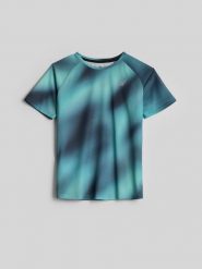 4F Koszulka do biegania regular szybkoschnąca damska - miętowa M. Niebieskie t-shirty sportowe 4f, m, bez wzorów, bez ramiączek, do biegania. Za 129.99 zł.