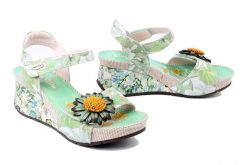 LAURA VITA 0007709 Barry 36 menthe, sandaly damskie. Zielone sandały LAURA VITA, bez wzorów, ze skóry, bez obcasa, na koturnie, bez zapięcia. Za 399.90 zł.