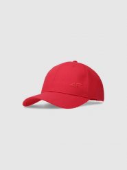 4F Czapka z daszkiem strapback uniseks - czerwona L/XL. Czerwone czapki z daszkiem 4f, na lato, bez wzorów, z bawełny, sportowe. W wyprzedaży za 39.99 zł.