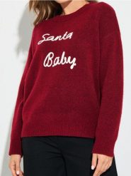 Sweter z motywem świątecznym z domieszką wełny - różowy. Czerwone swetry Sinsay, l, bez wzorów, z wełny, wizytowe, bez ramiączek. Za 59.99 zł.