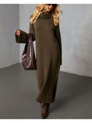 Milan Kiss Sukienka dzianinowa w kolorze khaki rozmiar: S. Brązowe sukienki Milan Kiss, na co dzień, s, bez wzorów, z dzianiny, bez kołnierzyka, bez ramiączek, maxi, proste. Za 195.99 zł.