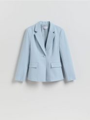 Marynarka z dodatkiem wiskozy - jasnoniebieski. Niebieskie marynarki i żakiety Reserved, l, bez wzorów, z tkaniny, bez ramiączek. Za 199.99 zł.