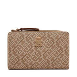 Duży Portfel Damski Tommy Hilfiger. Brązowe portfele Tommy Hilfiger, bez wzorów. Za 239.99 zł.