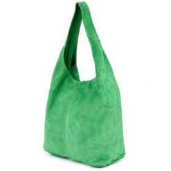 Worek A4 skórzany zielony U35. Zielone torebki klasyczne bez wzorów, z materiału, na ramię, duże, zamszowe, bez dodatków. Za 159.99 zł.