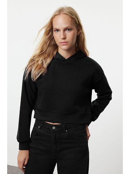 Trendyol Bluza w kolorze czarnym rozmiar: XL. Czarne bluzy Trendyol, xl, bez wzorów, z bawełny, bez ramiączek, bez kaptura. Za 60.99 zł.