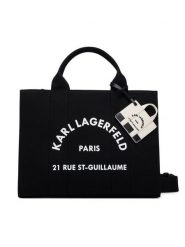 KARL LAGERFELD Torebka B4W50076 Czarny. Czarne torebki klasyczne KARL LAGERFELD, bez wzorów, z materiału, bez dodatków. Za 649.99 zł.