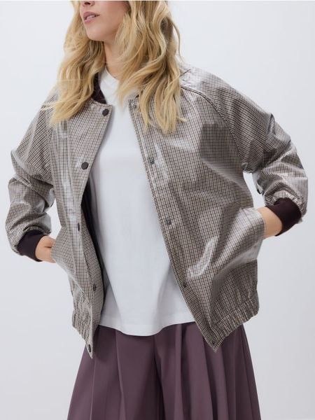 Kurtka bomber w kratę - wielobarwny. Kurtki Reserved, l, bez wzorów, z tkaniny, bez kaptura. W wyprzedaży za 79.99 zł.