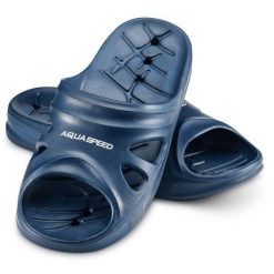 Klapki basenowe dla dorosłych Aqua Speed Florida. Niebieskie klapki Aqua-Speed, bez wzorów, sportowe, bez obcasa, bez zapięcia. Za 49.00 zł.
