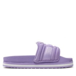 Klapki Fila. Fioletowe klapki Fila, bez wzorów, sportowe, bez obcasa, bez zapięcia. Za 129.99 zł.