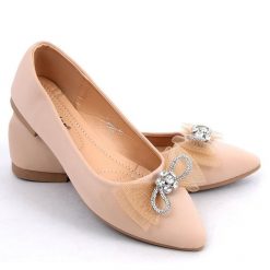 PA1 Baleriny z kokardką Maura Khaki beżowy. Brązowe baleriny PA1, bez wzorów, z materiału, eleganckie, bez obcasa, bez zapięcia. Za 109.24 zł.