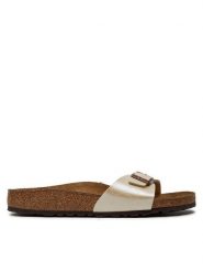Birkenstock Klapki Madrid 0940153 Beżowy. Brązowe klapki Birkenstock, bez wzorów, ze skóry, bez obcasa, bez zapięcia. Za 399.99 zł.