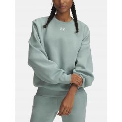Bluza Damska Under Armour Dresowa Bez Kaptura Oversize Rival Fleece. Zielone bluzy Under Armour, bez wzorów, z dresówki, sportowe, bez ramiączek, bez kaptura. Za 199.99 zł.