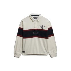 Koszulka polo damska z długim rękawem w paski Superdry Heritage. Białe t-shirty sportowe Superdry, bez wzorów, bez ramiączek. Za 284.00 zł.