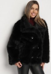 Czarna Kurtka Dwustronna w Stylu Biker z Futerkiem Aflita. Czarne kurtki Born2be, l, bez wzorów, z jeansu, eleganckie, bez kaptura. Za 349.99 zł.