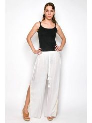 Tarifa Spodnie w kolorze białym rozmiar: L. Białe spodnie materiałowe Tarifa, bez wzorów, z materiału, z podwyższonym stanem. Za 140.53 zł.