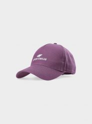 4F Czapka z daszkiem strapback uniseks - burgundowa L/XL. Czerwone czapki z daszkiem 4f, na lato, bez wzorów, z bawełny, klasyczne. W wyprzedaży za 39.99 zł.