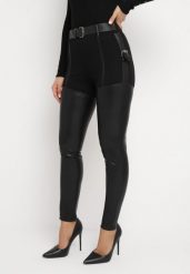 Czarne Spodnie Skinny z Ekoskóry i Paskiem Elenntisa. Czarne jeansy Born2be, l, bez wzorów, z dzianiny. W wyprzedaży za 152.99 zł.
