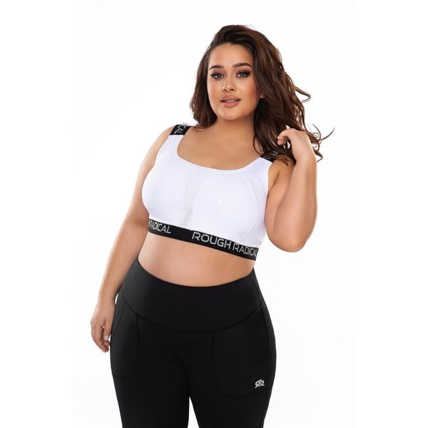 Stanik fitness cardio Rough Radical Sports Bra Sporting plus size. Białe biustonosze sportowe ROUGH RADICAL, bez wzorów, na fitness i siłownię. Za 129.90 zł.