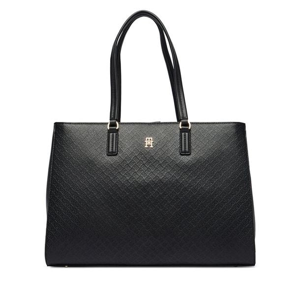 Torebka Tommy Hilfiger. Czarne shopper bag Tommy Hilfiger, bez wzorów, bez dodatków. Za 461.99 zł.