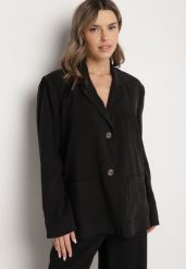 Czarna Marynarka Oversize Pudełkowa z Kieszeniami z Modalu Mavelisse. Czarne marynarki i żakiety Born2be, l, bez wzorów, z jeansu, eleganckie, bez ramiączek. W wyprzedaży za 195.49 zł.