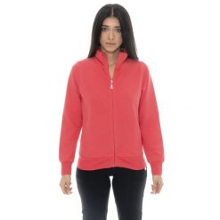 Bluza z bawełna z zamek błyskawiczny na co dzień. Czerwone bluzy LEONE 1947 APPAREL, bez wzorów, z bawełny, bez kaptura, na fitness i siłownię. W wyprzedaży za 164.19 zł.