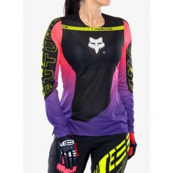 Bluza rowerowa damska Fox Flexair LS Jersey Elevated. Czarne bluzy FOX, bez wzorów, z jersey, bez kaptura, rowerowe. Za 308.99 zł.