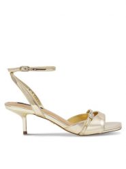 Nine West Sandały BYCCC02 Złoty. Żółte sandały Nine West, bez wzorów, ze skóry, bez obcasa, na szpilce, bez zapięcia. Za 229.99 zł.