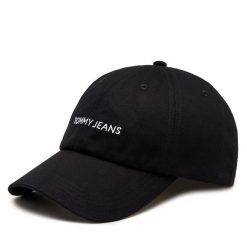 Czapka z daszkiem Tommy Jeans. Czarne czapki z daszkiem Tommy Jeans, bez wzorów, z jeansu. Za 79.99 zł.