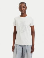 Guess T-Shirt V6GI12 K3325 Kremowy Regular Fit. Białe t-shirty Guess, xxs, z aplikacjami, z bawełny, bez kołnierzyka, bez ramiączek. Za 194.99 zł.