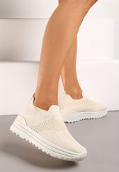 Beżowe Wsuwane Buty Sportowe z Miękką Cholewką na Niskiej Platformie Dionema. Brązowe buty sportowe lifestyle Renee, bez wzorów, bez zapięcia, trekkingowe. W wyprzedaży za 35.99 zł.