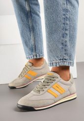 Beżowe Sneakersy Klasyczne Tenisówki ze Skórzaną Wkładką i Zamszem Naturalnym Tilritia. Brązowe trampki Born2be, bez wzorów, z jeansu, klasyczne, bez zapięcia. W wyprzedaży za 169.99 zł.