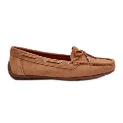 Damskie Zamszowe Mokasyny Camel Si Passione brązowe. Brązowe mokasyny bez wzorów, ze skóry. Za 114.06 zł.