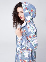 Płaszcz typu parka w kwiaty J-BRIZA. Szare płaszcze Volcano, na lato, xs, bez wzorów, z materiału, bez kaptura. Za 104.99 zł.