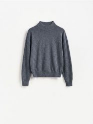 Sweter z wełny merino - ciemnoszary. Szare swetry Reserved, l, bez wzorów, z wełny, bez ramiączek. Za 259.99 zł.