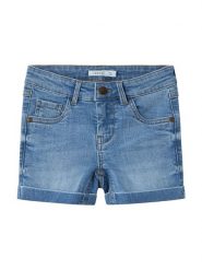 Name it Szorty dżinsowe "Salli" - Slim fit - w kolorze niebieskim rozmiar: 122. Niebieskie szorty Name it, bez wzorów, klasyczne. Za 72.95 zł.