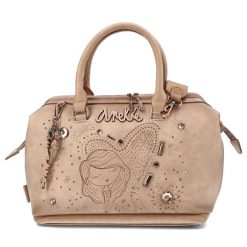 Beżowa Torebka Anekke Modny Kuferek Damski. Brązowe torebki klasyczne Anekke, z aplikacjami, z materiału, eleganckie, zdobione, bez dodatków. Za 429.00 zł.