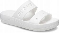 Klapki Dla Dorosłych Crocs Baya Platform. Białe klapki Crocs, bez wzorów, z materiału, bez obcasa, bez zapięcia. Za 139.99 zł.