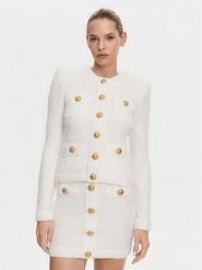 Balmain Kardigan DF1SK249KH10 Biały Regular Fit. Białe swetry Balmain, bez wzorów, z syntetyku, bez ramiączek. Za 7,859.00 zł.