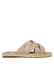Tommy Hilfiger Espadryle Chambray Espadrille Mule FW0FW08501 Beżowy. Brązowe espadryle Tommy Hilfiger, bez wzorów, z materiału, bez obcasa. Za 249.99 zł.